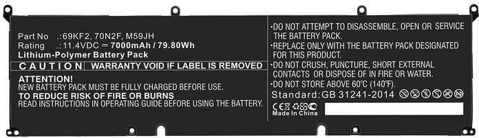 CoreParts Laptop Battery 69Wh Li-Pol 11.55V 6000mAh Black 70N2F - Batterie - 6.000 mAh (70N2F-CP)