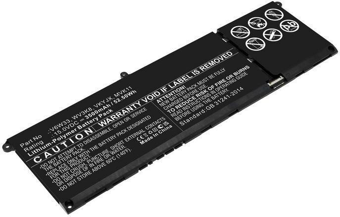 CoreParts Laptop Battery 52.50Wh Li-Pol 15V 3500 mAh WV3K8 - Batterie - 3.500 mAh (WV3K8-CP)