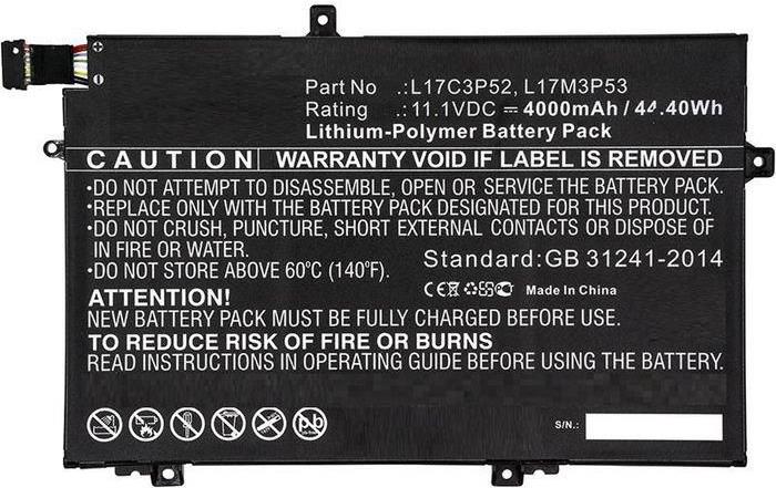 CoreParts Laptop Battery 44Wh Li-ion 11.1V 4000mAh Black 01AV463 - Batterie - 4.000 mAh (01AV463-CP)