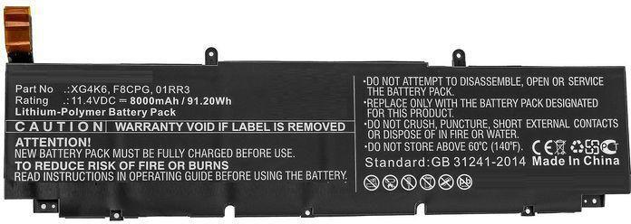 CoreParts Laptop Battery 91.2Wh Li-Polymer 11.4V 8000mAh - Batterie - 8.000 mAh (01RR3-CP)
