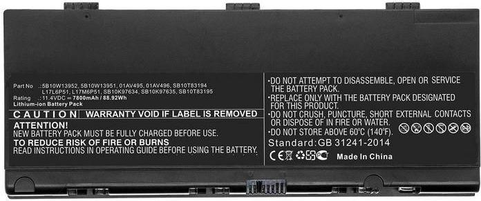CoreParts Laptop Battery 88.92Wh Li-ion 11.4V 7800mAh Black - Batterie - 7.800 mAh (4X50K14091-CP)