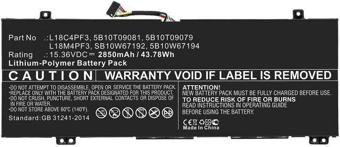 CoreParts Laptop Battery 43.78Wh Li-ion 15.36V 2850mAh Black - Batterie - 2.850 mAh (5B10W67415-CP)