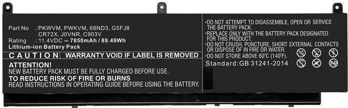 CoreParts Laptop Battery 89.49Wh Li-ion 11.4V 7850mAh Black - Batterie - 7.850 mAh (68ND3-CP)