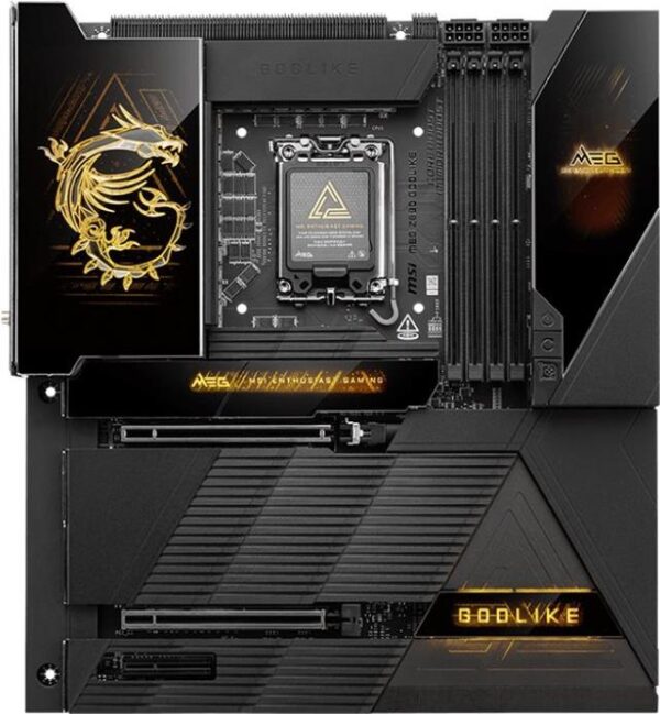 MSI MEG Z890 GODLIKE - Motherboard - E-ATX - LGA1851-Sockel - Z890 Chipsatz - USB4, USB 3.2 Gen 1, USB 3.2 Gen 2, USB-C 3.2 Gen 2x2, USB-C 3.2 Gen2 - 10 Gigabit LAN, 5 Gigabit Ethernet, Wi-Fi 7, Bluetooth - Onboard-Grafik (CPU erforderlich) (7E21-001R)