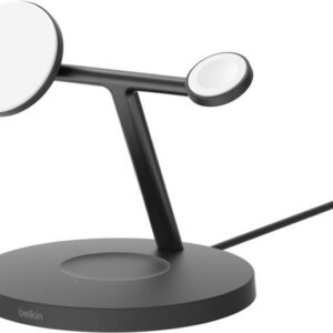 Belkin BoostCharge Pro 3-in-1 - Kabelloses Ladegerät - mit Qi2 + AC-Netzteil - 15 Watt - Fast Charge - Schwarz (WIZ032KQBK)