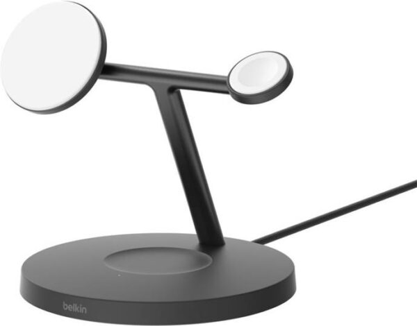 Belkin BoostCharge Pro 3-in-1 - Kabelloses Ladegerät - mit Qi2 + AC-Netzteil - 15 Watt - Fast Charge - Schwarz (WIZ032KQBK)