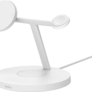 Belkin BoostCharge Pro 3-in-1 - Kabelloses Ladegerät - mit Qi2 + AC-Netzteil - 15 Watt - Fast Charge - weiß (WIZ032KQWH)