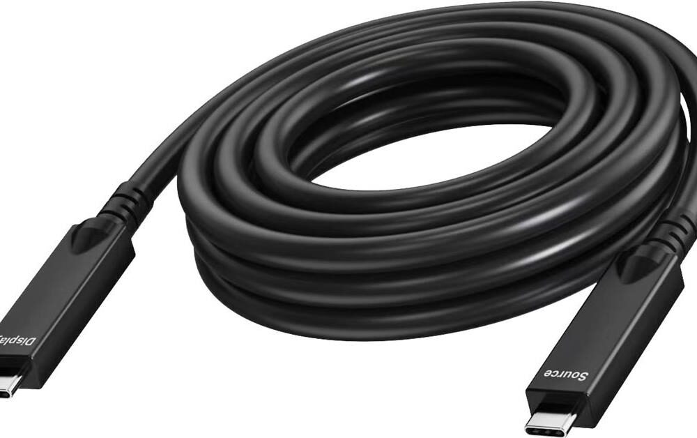 Vision - USB-Kabel - 24 pin USB-C (M) zu 24 pin USB-C (M) - USB 3,2 Gen 1 / DisplayPort 2,1 - 3 A - 7,0m - Active Optical Cable (AOC), USB Power Delivery (60W), Support von 4K 60 Hz - Schwarz (TC 7MUSBC/BL)