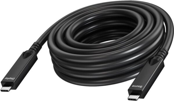 Vision - USB-Kabel - 24 pin USB-C (M) zu 24 pin USB-C (M) - USB 3,2 Gen 1 / DisplayPort 2,1 - 3 A - 10,0m - Active Optical Cable (AOC), USB Power Delivery (60W), Support von 4K 60 Hz - Schwarz (TC 10MUSBC/BL)