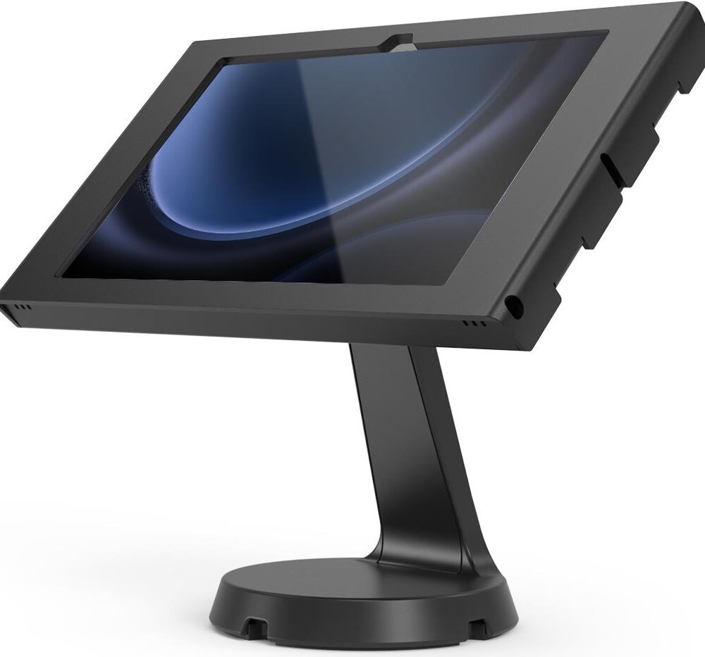 Compulocks Galaxy Tab S9/S9FE 10,9" Apex Enclosure Mast Counter Stand - Befestigungskit (Gehäuse, Mastständer) - für Tablett - verriegelbar - Metallrahmen - Schwarz - Bildschirmgröße: 27,7 cm (10,9") - Theke - für Samsung Galaxy Tab S9, Tab S9 FE (333B109GAPXB)