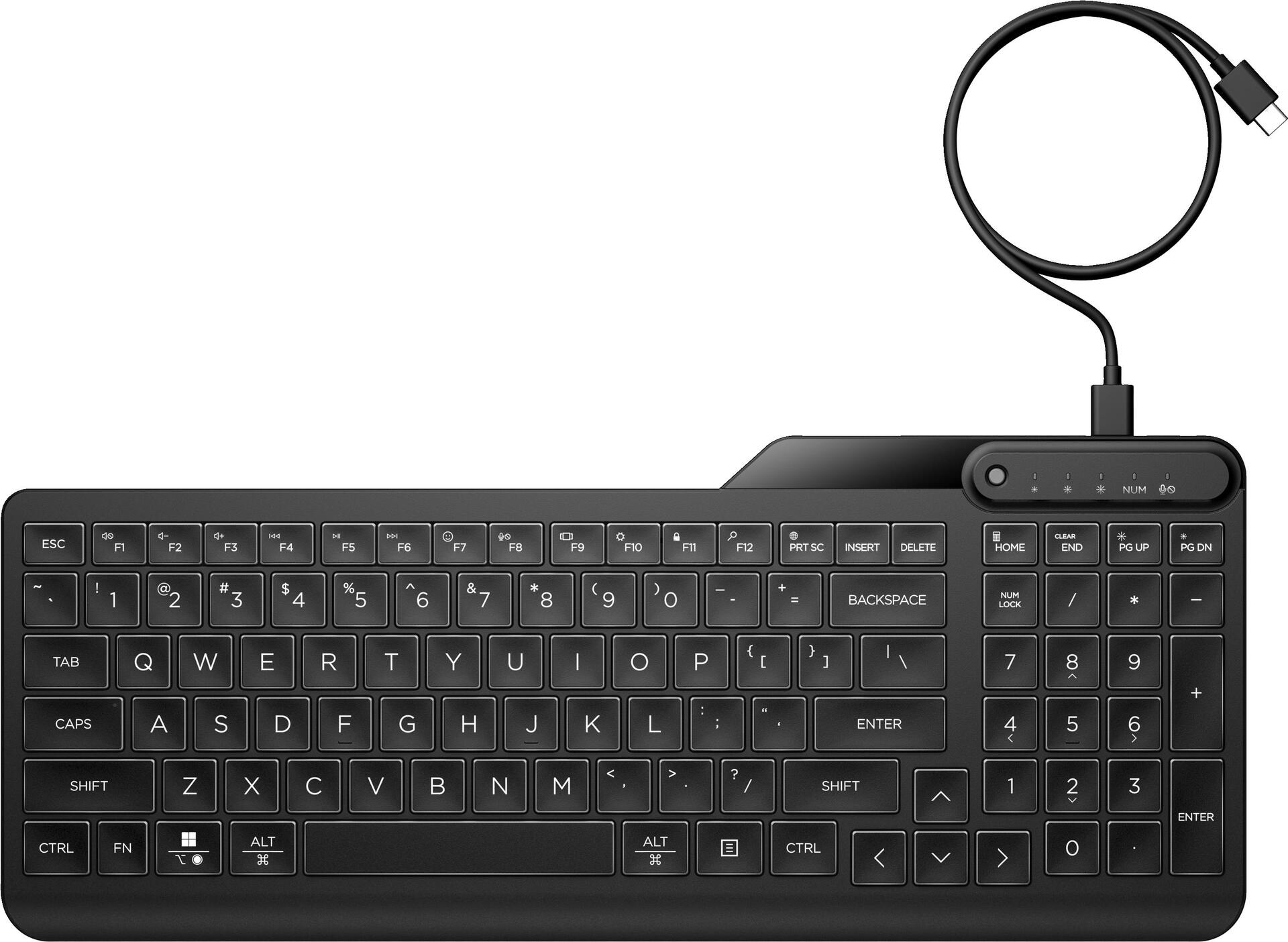 HP 405 - Tastatur - Multi-Device - 65% - compact - hinterleuchtet - USB - QWERTY - International Englisch - Schwarz (7N7C1AA#ABB)