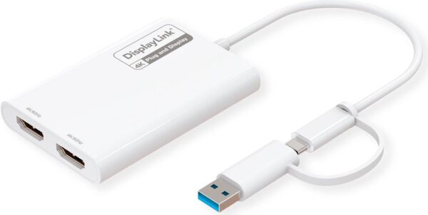 ROLINE Display Adapter USB Typ C A - Dual HDMI 4K60 ST/BU - Adapter - Digital/Daten (12.03.3206)