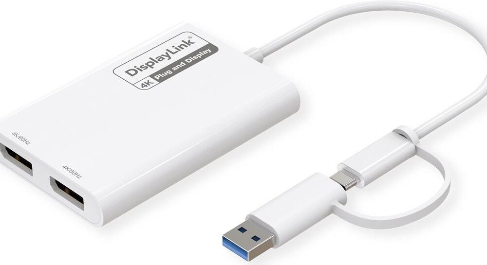 ROLINE Display Adapter USB Typ C A - Dual DP 4K60 ST/BU - Adapter - Digital/Daten (12.03.3207)