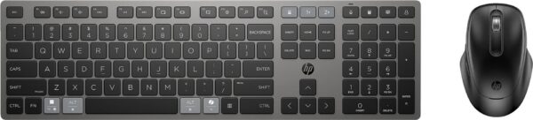 HP 720 - Tastatur-und-Maus-Set - Multigerät, wiederaufladbar, betrieben durch SuperCapacitor, programmierbare Tasten - full size - kabellos - 2,4 GHz, Bluetooth - Deutsch - Dämmerungsschwarz (9T5A9AA#ABD)