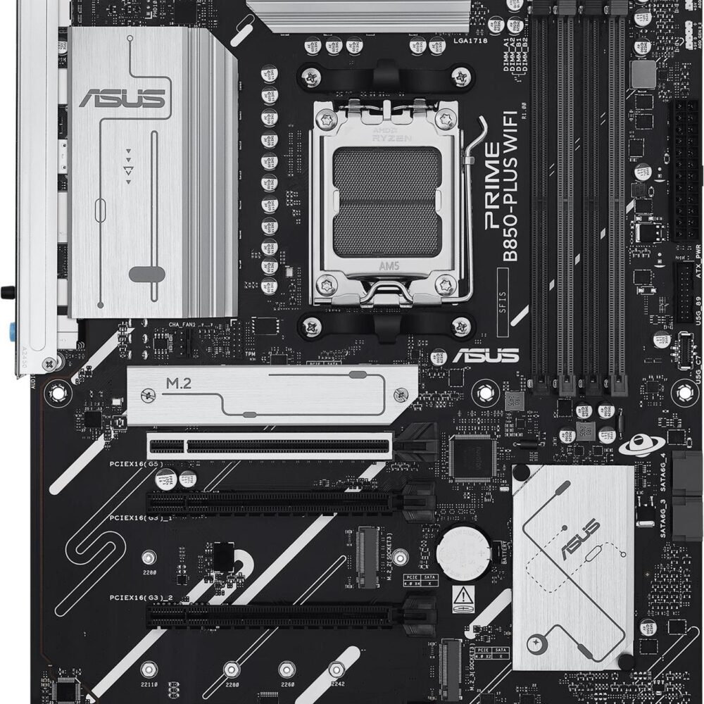 ASUS PRIME B850-PLUS WIFI - Motherboard - ATX - Socket AM5 - AMD B850 Chipsatz - USB-C 3.2 Gen2, USB 3.2 Gen 2, USB 3.2 Gen 1, USB-C 3.2 Gen 1 - 2.5 Gigabit LAN, Wi-Fi 6E, Bluetooth - Onboard-Grafik (CPU erforderlich) (90MB1L80-M0EAY0)