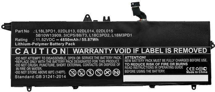 CoreParts Laptop Battery 54Wh Li-Pol 11.52V 4650mAh Black - Batterie - 4.650 mAh (5B10W13909-CP)
