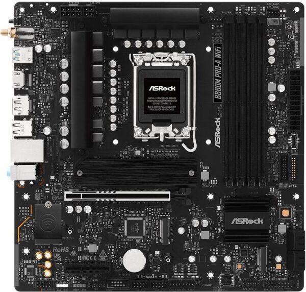 ASRock B860M Pro-A WiFi - Motherboard - micro ATX - LGA1851-Sockel - B860 Chipsatz - USB-C 3.2 Gen 2x2, USB-C 3.2 Gen 1, USB 3.2 Gen 1 - 2.5 Gigabit LAN - Onboard-Grafik (CPU erforderlich) (90-MXBRS0-A0UAYZ)