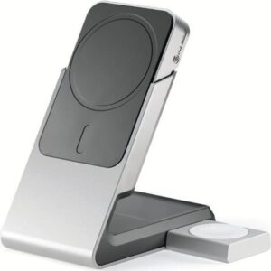 ALOGIC Matrix+ - Kabelloses Ladegerät + AC-Netzteil - 15 Watt - 3 A - Fast Charge - 3 Ausgabeanschlussstellen (magnetisch, 24 pin USB-C) - Schwarz - mit 5000 mAh kabellose Powerbank, Mehrländer-Stromadapter (30W) (MSPBDDAWC-G)
