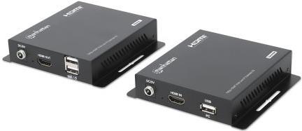 Manhattan 1080p HDMI KVM over IP Extender Set 1 bis zu 120m - Kabel-/Adapterset - Digital/Display/Video (208413)