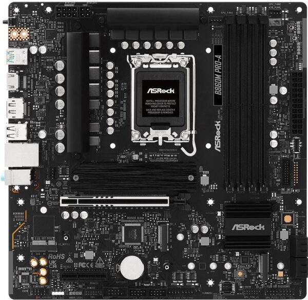 ASRock B860M Pro-A - Motherboard - micro ATX - LGA1851-Sockel - B860 Chipsatz - USB-C 3.2 Gen 2x2, USB-C 3.2 Gen2, USB 3.2 Gen 2, USB 3.2 Gen 1 - 2.5 Gigabit LAN, Bluetooth - Onboard-Grafik (CPU erforderlich) (90-MXBRR0-A0UAYZ)
