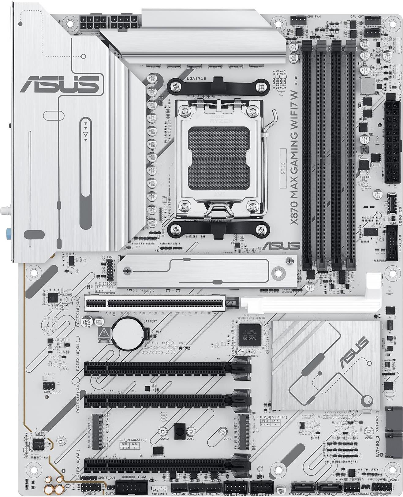 ASUS MB ASUS AMD AM5 X870 MAX GAMING WIFI7 White - Mainboard - AMD Sockel AM5 (Ryzen Zen4) (90MB1LZ0-M0EAY0)