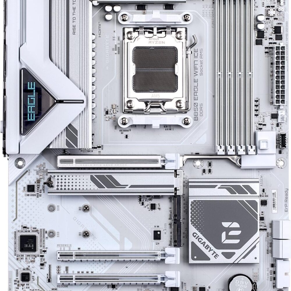 Gigabyte B850 EAGLE WIFI7 ICE - Motherboard - ATX - LGA1851-Sockel - AMD B850 Chipsatz - USB-C 3.2 Gen 1, USB 3.2 Gen 1, USB 3.2 Gen 2 - Bluetooth, 2.5 Gigabit LAN, Wi-Fi 7 - Onboard-Grafik (CPU erforderlich) (B850 EAGLE WF7 ICE)