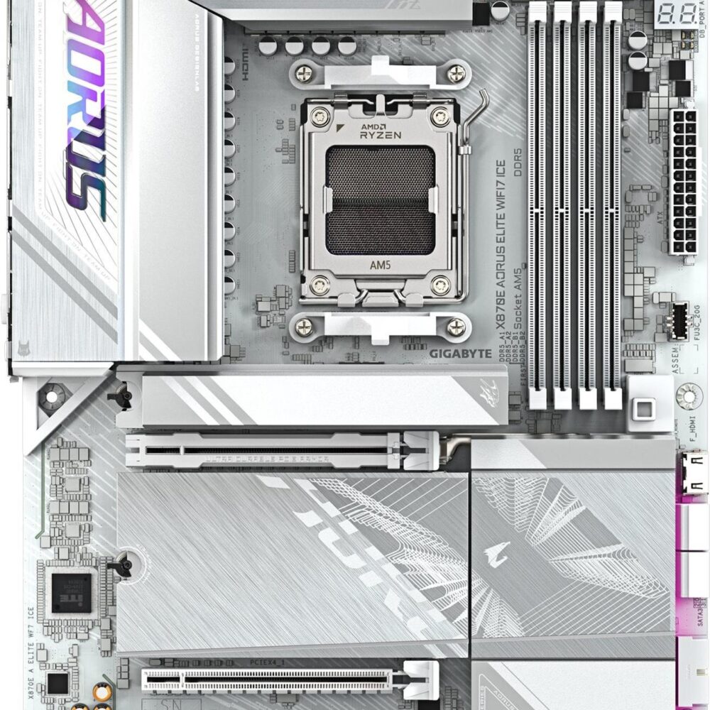 Gigabyte AORUS X870E ELITE WIFI7 ICE - Motherboard - ATX - Socket AM5 - AMD X870E Chipsatz - USB4, USB-C 3.2 Gen 2x2, USB 3.2 Gen 1, USB 3.2 Gen 2 - 2.5 Gigabit LAN, Bluetooth, Wi-Fi 7 - Onboard-Grafik (CPU erforderlich) (X870E A ELITE WIFI7 ICE)