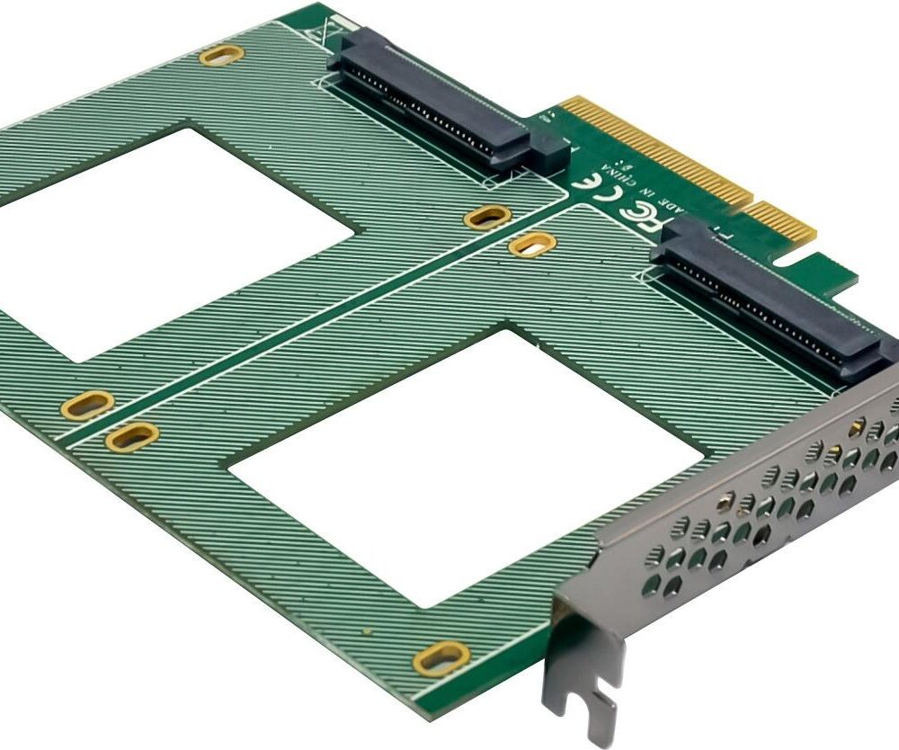 InLine PCIe Karte zu 2x intern U.2 NVMe SFF-8639– Bifurcation x8 (76660P)