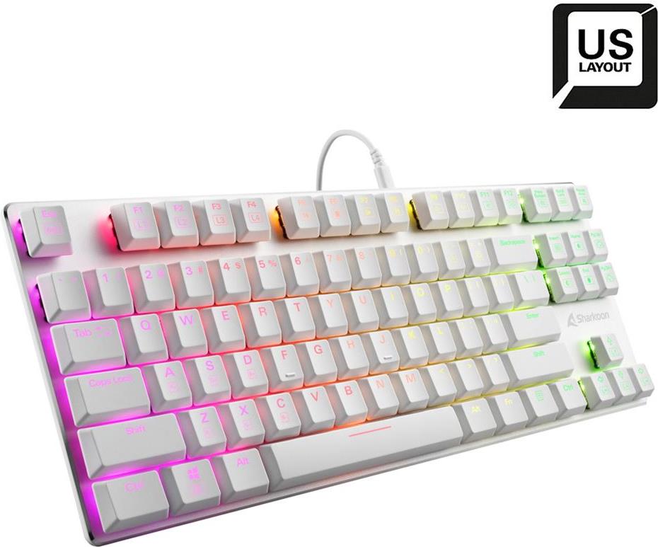 Sharkoon PureWriter TKL RGB Blue Tastatur Gaming USB QWERTY US Englisch Weiß (4044951034291)