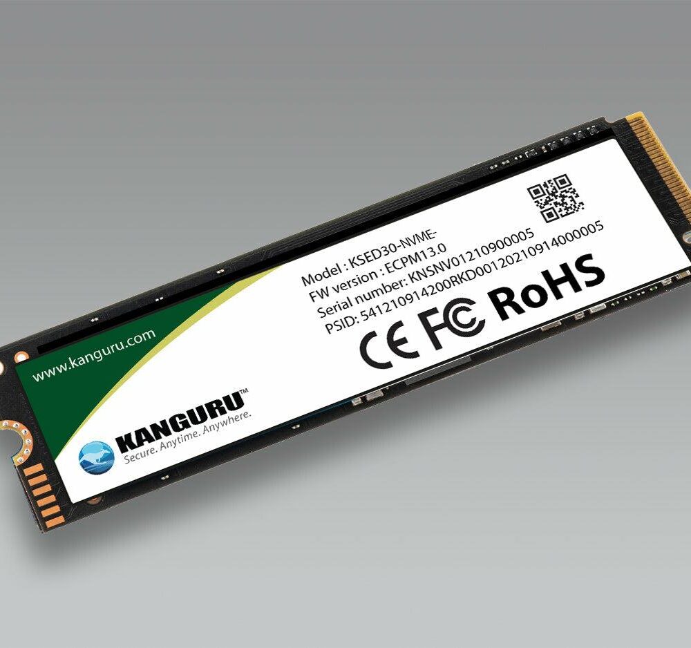 Kanguru Defender - SSD - verschlüsselt - 1 TB - intern - M.2 2280 - PCIe 4.0 x4 (NVMe) - 256-Bit-AES - TCG Opal Encryption 2.0 - TAA-konform