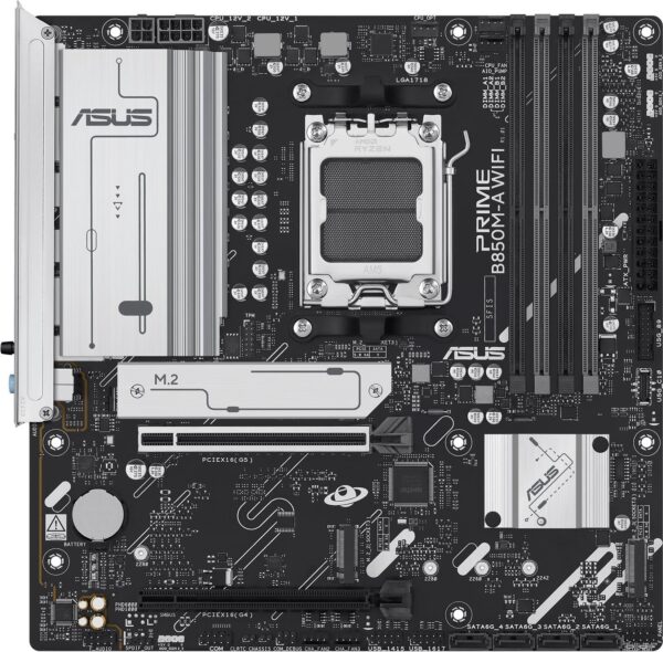 ASUS PRIME B850M-A WIFI - Motherboard - micro ATX - Socket AM5 - AMD B850 Chipsatz - USB 3.2 Gen 2, USB 3.2 Gen 1, USB-C 3.2 Gen 1 - Wi-Fi 6E, Bluetooth, 2.5 Gigabit LAN - Onboard-Grafik (CPU erforderlich) (90MB1LN0-M0EAY0)