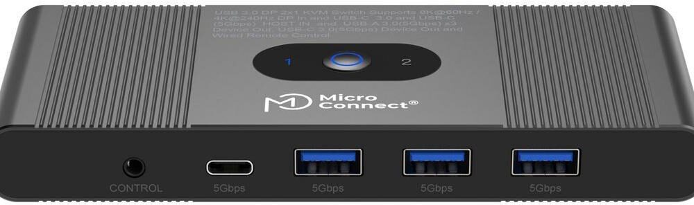 MicroConnect Displayport & USB-C KVM Switch 2-Port (MC-DP-KVM202K)