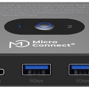 MicroConnect Displayport & USB-C KVM Switch 2-Port (MC-DP-KVM202K)