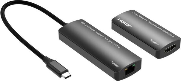 MicroConnect USB-C to HDMI Extender via ethernet 30m distance at - Ethernet - USB Typ C (MC-USBCHDMIEXT-30M)