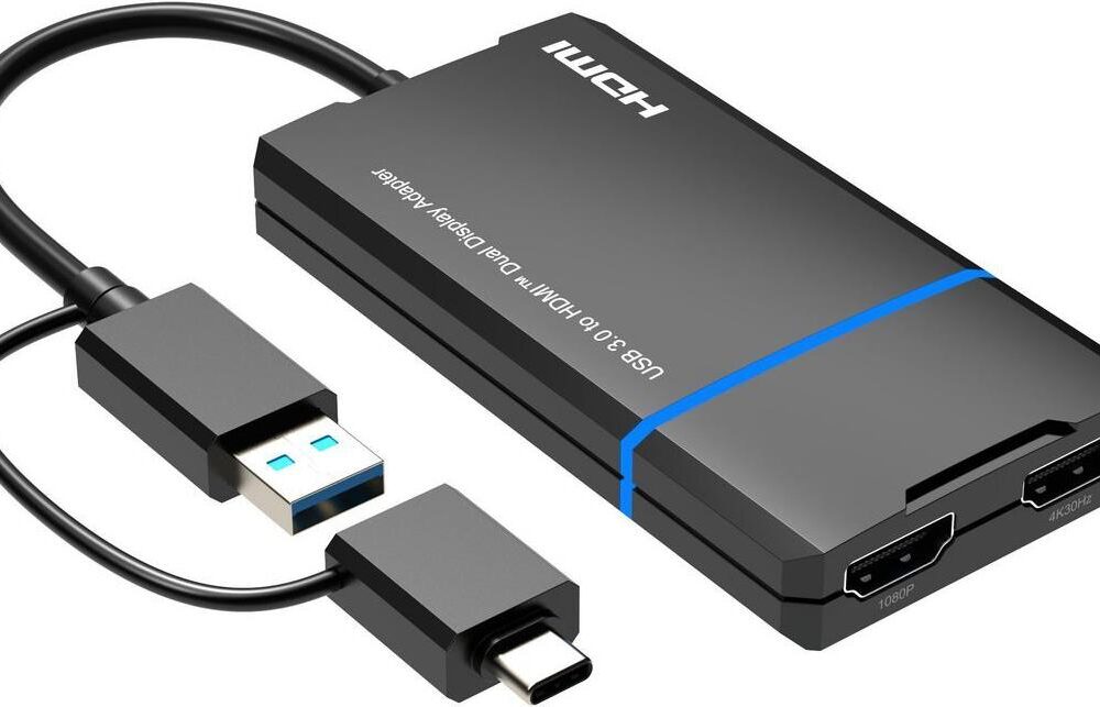 MicroConnect USB-C or USB A 2in1 to HDMI 2x splitter with one click - Digital/Daten (MC-USB3.1CHDMIX2-2IN1)