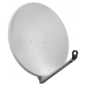 Wentronic Goobay 80 cm Alu-Satellitenspiegel, Hellgrau - für Ein-/Mehrteilnehmer und mit besonders stabilem Feedarm (67334)