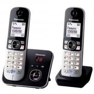 Panasonic KX TG6822 - Schnurlostelefon - Anrufbeantworter mit Rufnummernanzeige - DECT - Schwarz + zusätzliches Handset (KX-TG6822GB)