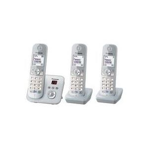 Panasonic KX TG6823 - Schnurlostelefon mit Rufnummernanzeige - DECT - Pearly Silver + 2 zusätzliche Handsets (KX-TG6823GS)