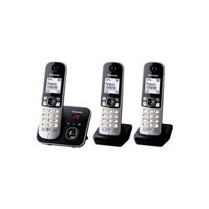 Panasonic KX TG6823 - Schnurlostelefon - Anrufbeantworter mit Rufnummernanzeige - DECT - Schwarz + 2 zusätzliche Handsets (KX-TG6823GB)
