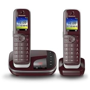 Panasonic KX-TGJ322GR - Schnurlostelefon - Anrufbeantworter mit Rufnummernanzeige - DECTGAP - Weinrot + zusätzliches Handset (KX-TGJ322GR)