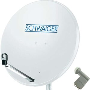 SCHWAIGER SAT Anlage 80 cm 4 Teilnehmer Quad-LNB (mit Switch) Hellgrau