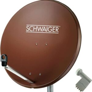 SCHWAIGER SAT Anlage 80 cm 4 Teilnehmer Quad-LNB (mit Switch) Ziegel-Rot