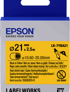 Epson LabelWorks LK-7YBA21 - Schwarz auf Gelb - Rolle (3,6 cm x 3 m) 1 Rolle(n) Rohr - für LabelWorks LW-1000, LW-300, LW-400, LW-600, LW-700, LW-Z5000, LW-Z5010, LW-Z900 (C53S657904)