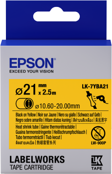 Epson LabelWorks LK-7YBA21 - Schwarz auf Gelb - Rolle (3,6 cm x 3 m) 1 Rolle(n) Rohr - für LabelWorks LW-1000, LW-300, LW-400, LW-600, LW-700, LW-Z5000, LW-Z5010, LW-Z900 (C53S657904)