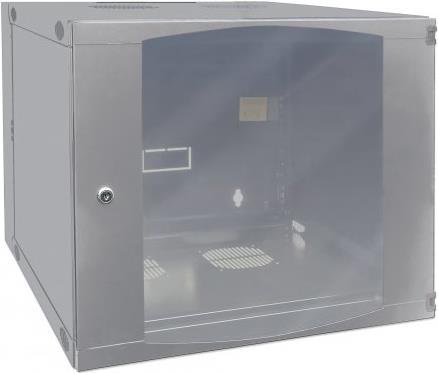 Intellinet Network Cabinet, Wall Mount (Double Section Hinged Swing Out), 9U, Usable Depth 385mm/Width 465mm, Grey, Flatpack, Max 30kg, Swings out for access to back of cabinet when installed on wall, 48,30cm (19"), Parts for wall install (eg screws/rawl plugs) not included - Gehäuse - geeignet für Wandmontage - Grau, RAL 7035 - 9U - 48,3 cm (19") (713856)