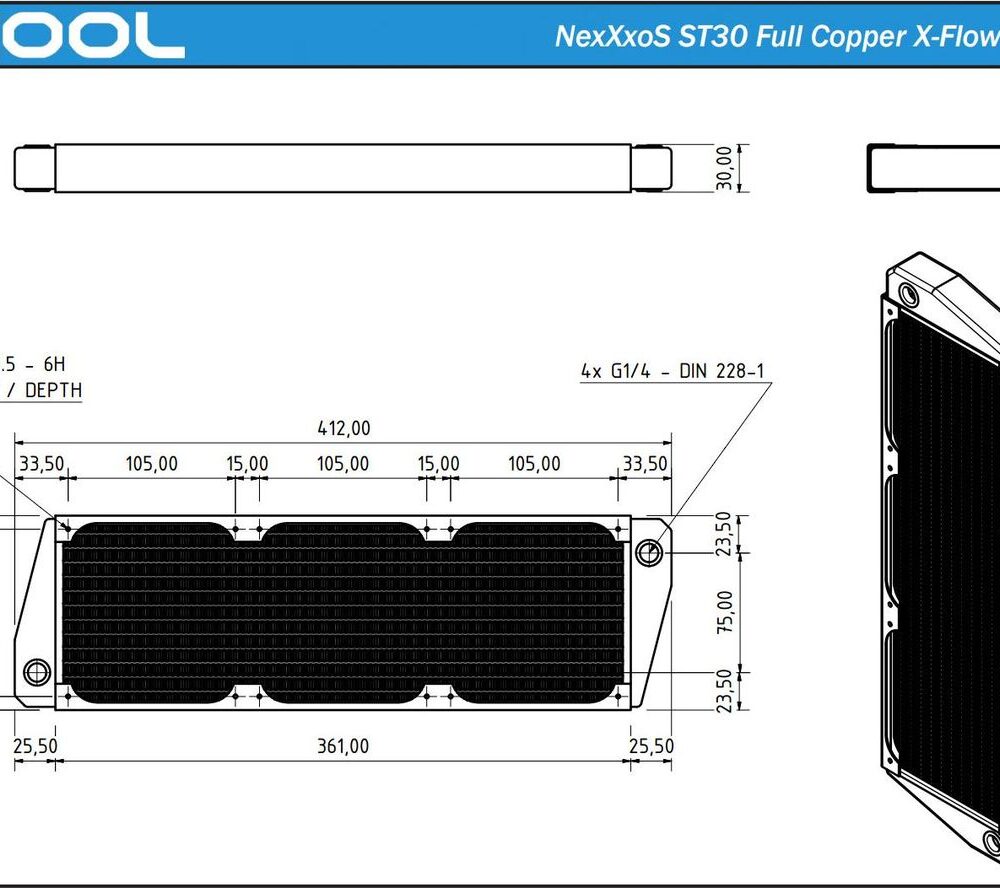 Alphacool NexXxoS ST30 Full Copper X-Flow 360mm Radiator (14230)