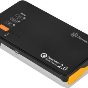 SilverStone PB06 - Powerbank / Starthilfekabel Li-Pol 10000 mAh - 2.1 A Qualcomm Quick Charge 2.0 (USB) - auf Kabel: Micro-USB - Schwarz, Silber