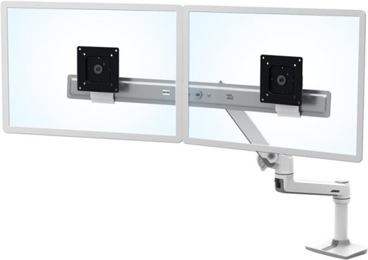 ERGOTRON LX Dual Direct Monitor Arm in Weiß - Monitor Tischhalterung mit patentierter CF-Technologie für 2 Bildschirme bis 68,60cm (27") , 33cm Höhenverstellung, VESA Standard und
