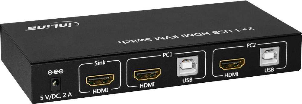 InLine 2x1 HDMI KVM Switch - KVM-/Audio-/USB-Switch - 2 x KVM/Audio/USB - 1 lokaler Benutzer - Desktop (62602I)