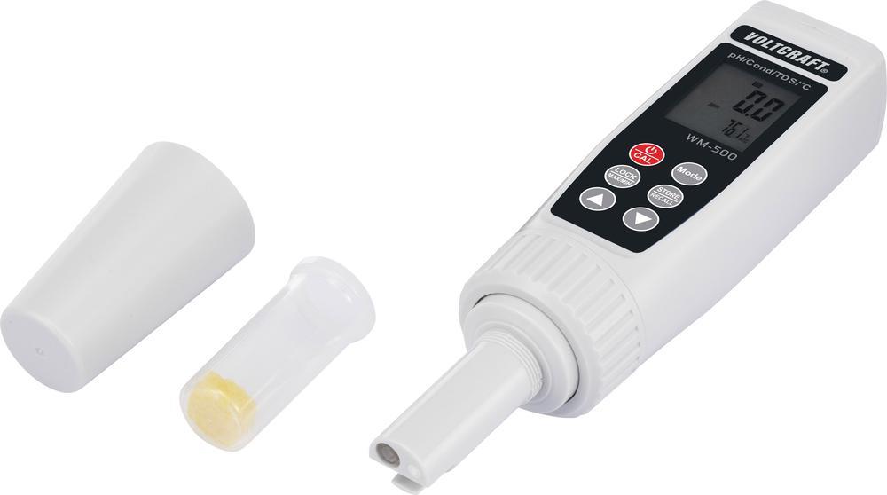 VOLTCRAFT WM-500 Flüssigkeitsmessgerät WM-500 pH, Leitwert, Gelöste Teilchen (TDS), Salzgehalt, Temperatur -2 bis +16 (WM-500)